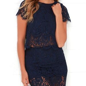 🦋Lulus Turn Back Time Blue Lace 2 Piece Dress